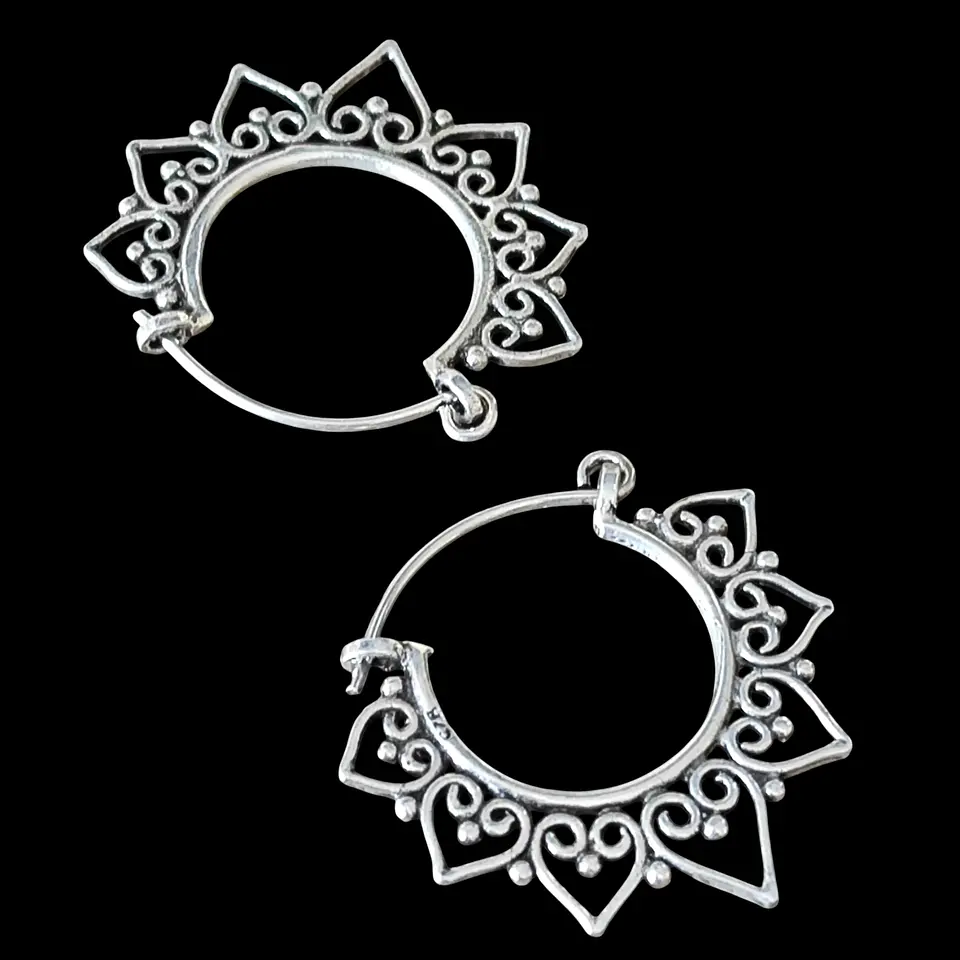 Pendientes Plata Envejecida Medio Sol 2
