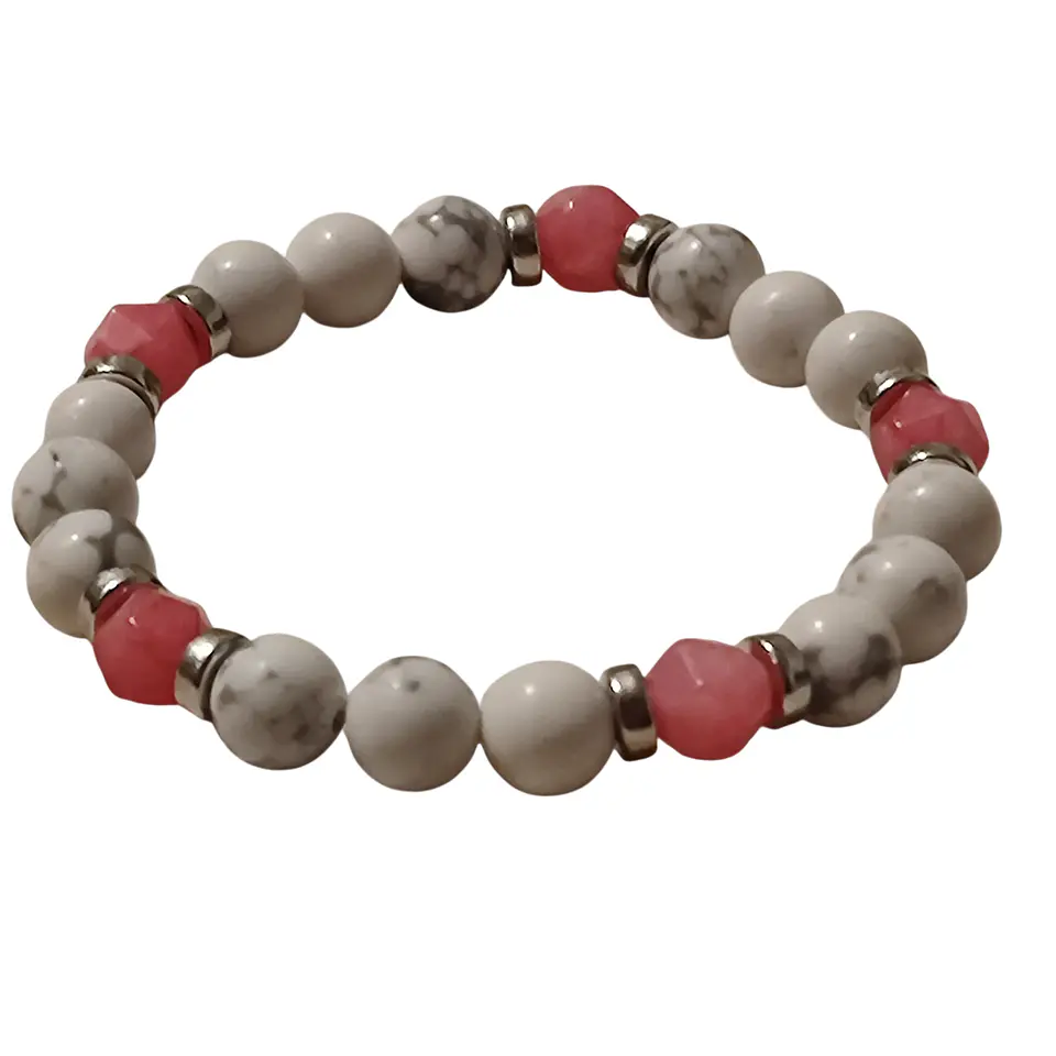 Pulsera Cuarzo Rosa Blanca 2