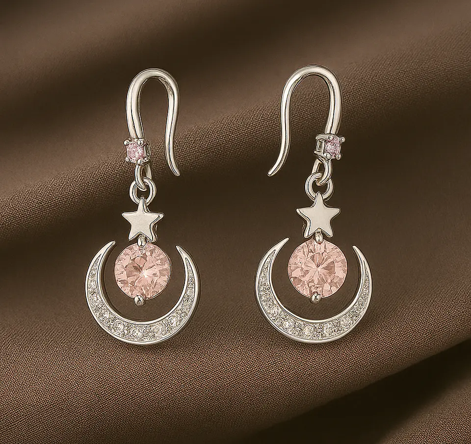 Aros Plata 925 Luna Rosa 1