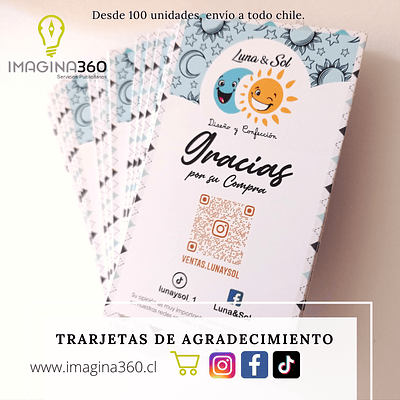 Pack 100 tarjetas de agradecimiento