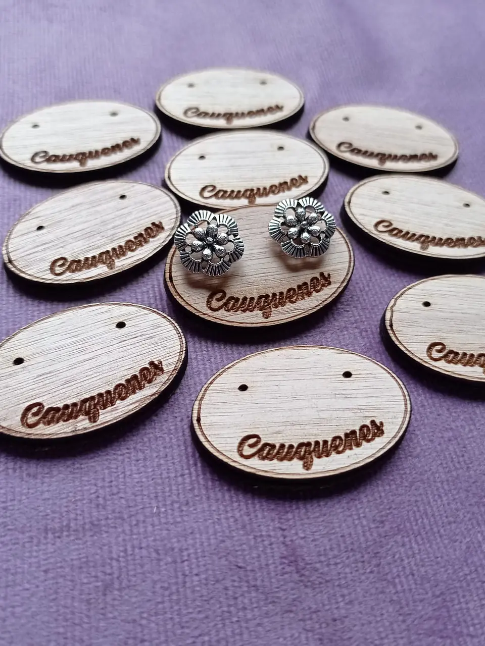 Pack 100 Porta aros de madera 4x3 cms, con nombre de localidad  3