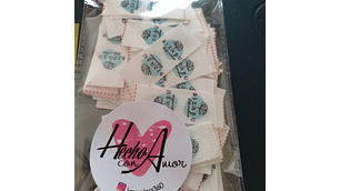 100 Etiquetas Espiga de 2 Cms Personalizadas fondo blanco, cortadas y selladas