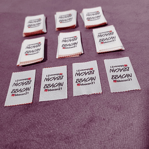 100 Etiquetas Mini tallas surtidas satín, para Accesorios Pequeños 