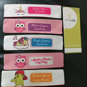 Pack 24 etiquetas escolares para costura personalizadas