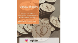 Pack  Etiquetas de madera Grabado laser 3,5cms