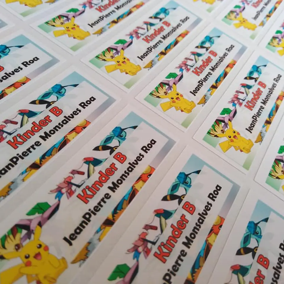 Pack etiquetas ropa y stickers escolares, personajes a elección 6