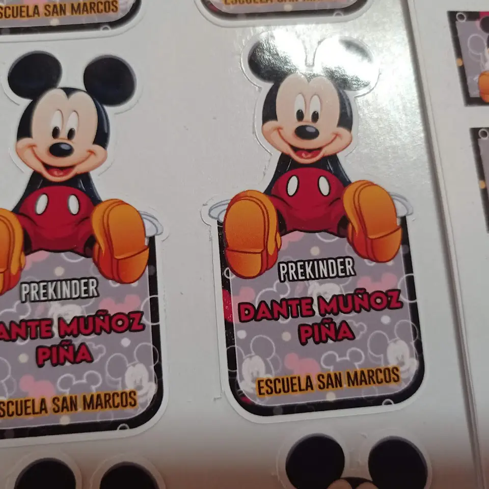 Pack etiquetas ropa y stickers escolares, personajes a elección 10