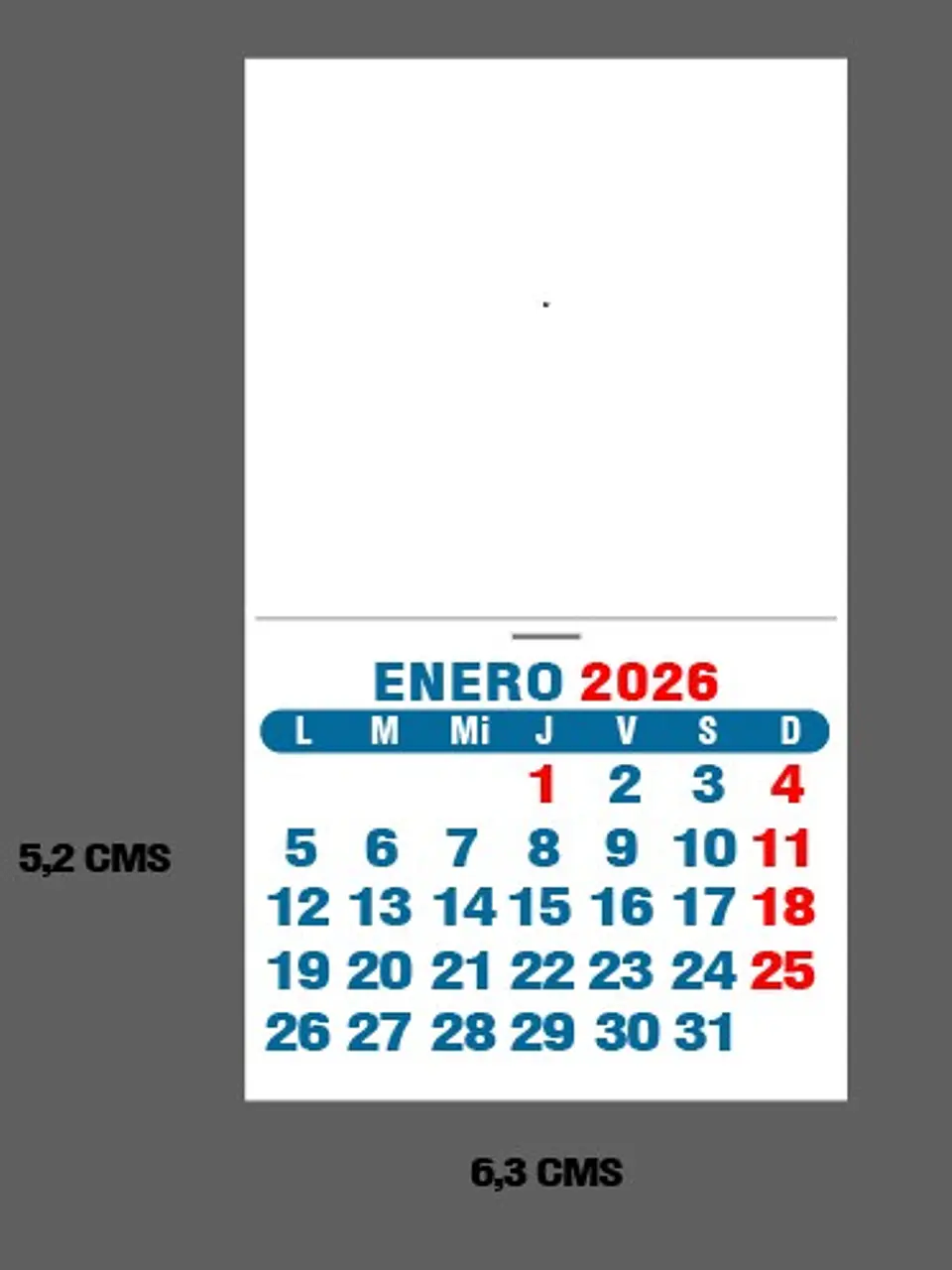 Mini Calendario imprimible de 2026 TAMAÑO CARTA 2
