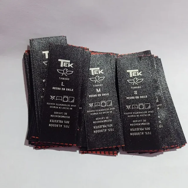 100 Etiquetas Satín tallas surtidas, 2,5x7 cms, full color 2