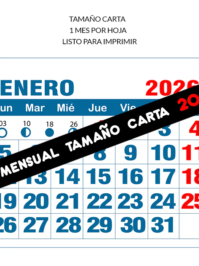 Calendario imprimible de 2026 TAMAÑO CARTA 1