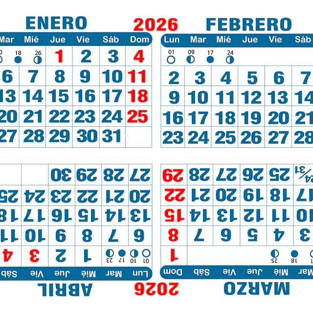 Calendario BIMENSUAL imprimible 2026  2