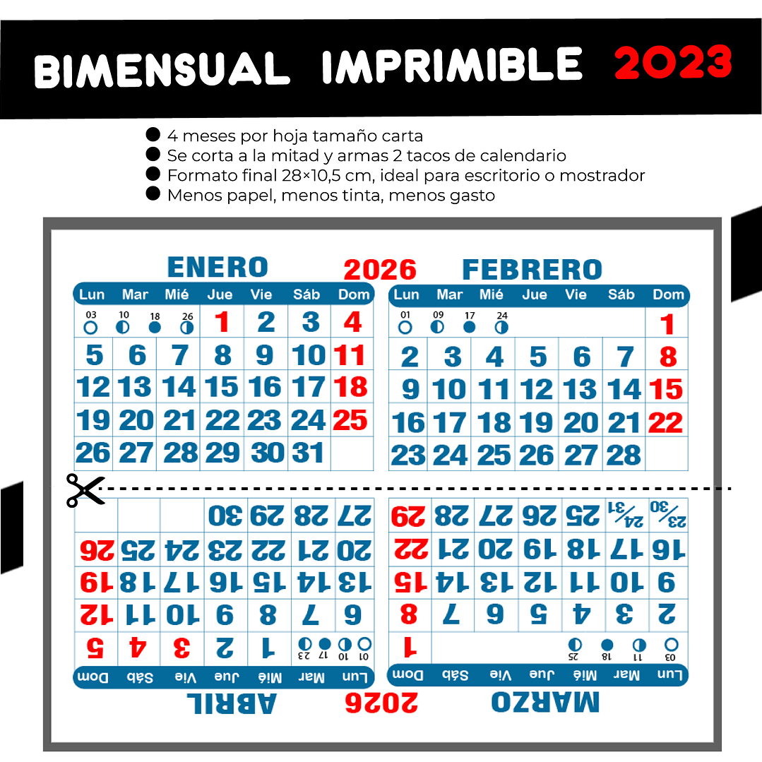 Calendario BIMENSUAL imprimible 2026  1