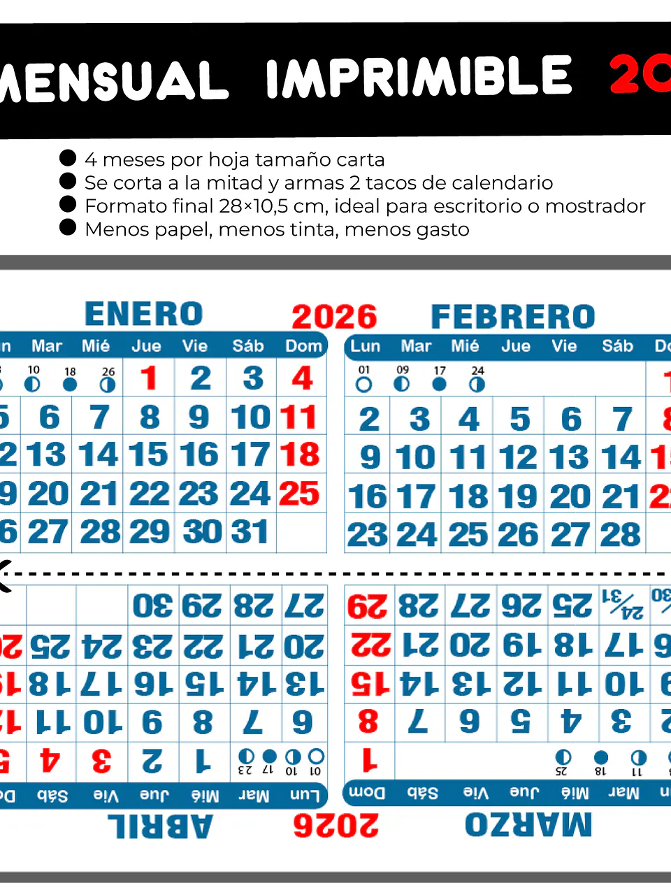 Calendario BIMENSUAL imprimible 2026  1