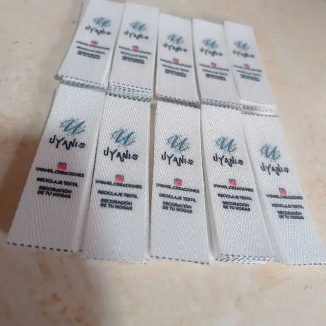 1000 Etiquetas de 2x6 cms costura personalizadas, para ropa, nombres, logotipo o texto en cinta espiga- COPIAR 2