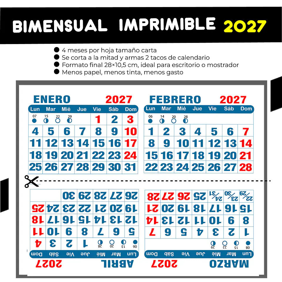 Calendario BIMENSUAL imprimible 2027 1