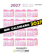 Mini Calendario imprimible de 2027 TAMAÑO CARTA- ROSADO - Miniatura 1