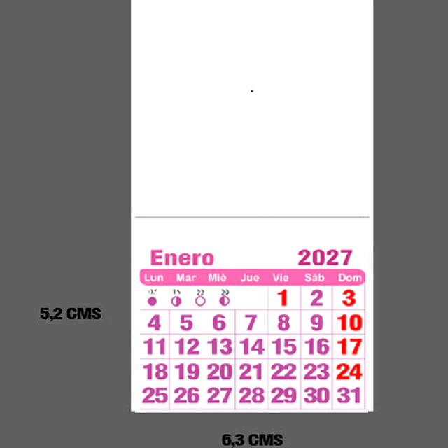 Mini Calendario imprimible de 2027 TAMAÑO CARTA- ROSADO 2