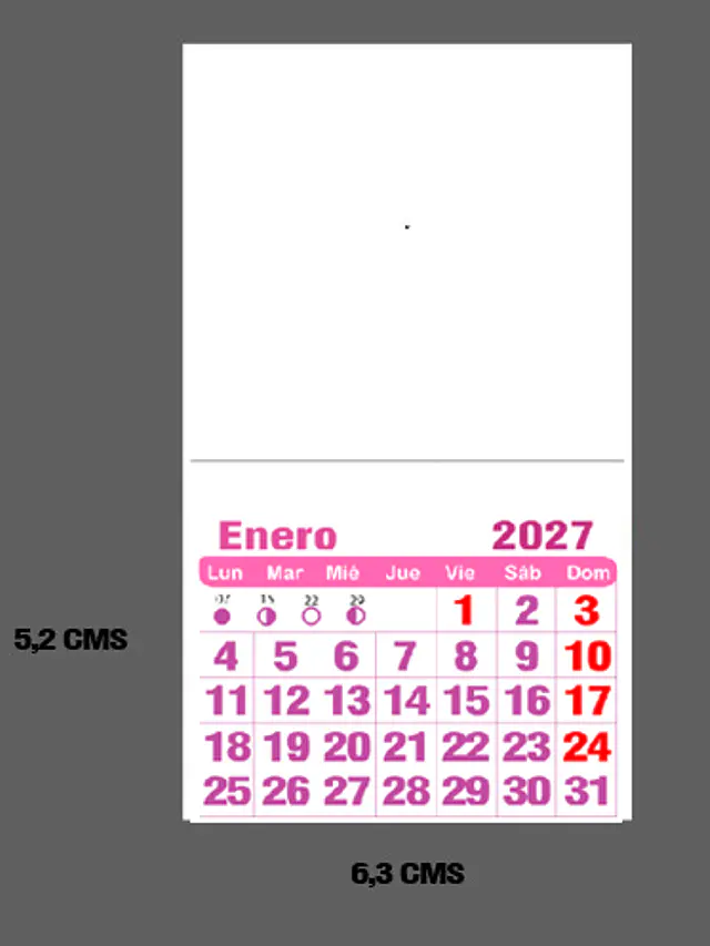 Mini Calendario imprimible de 2027 TAMAÑO CARTA- ROSADO 2