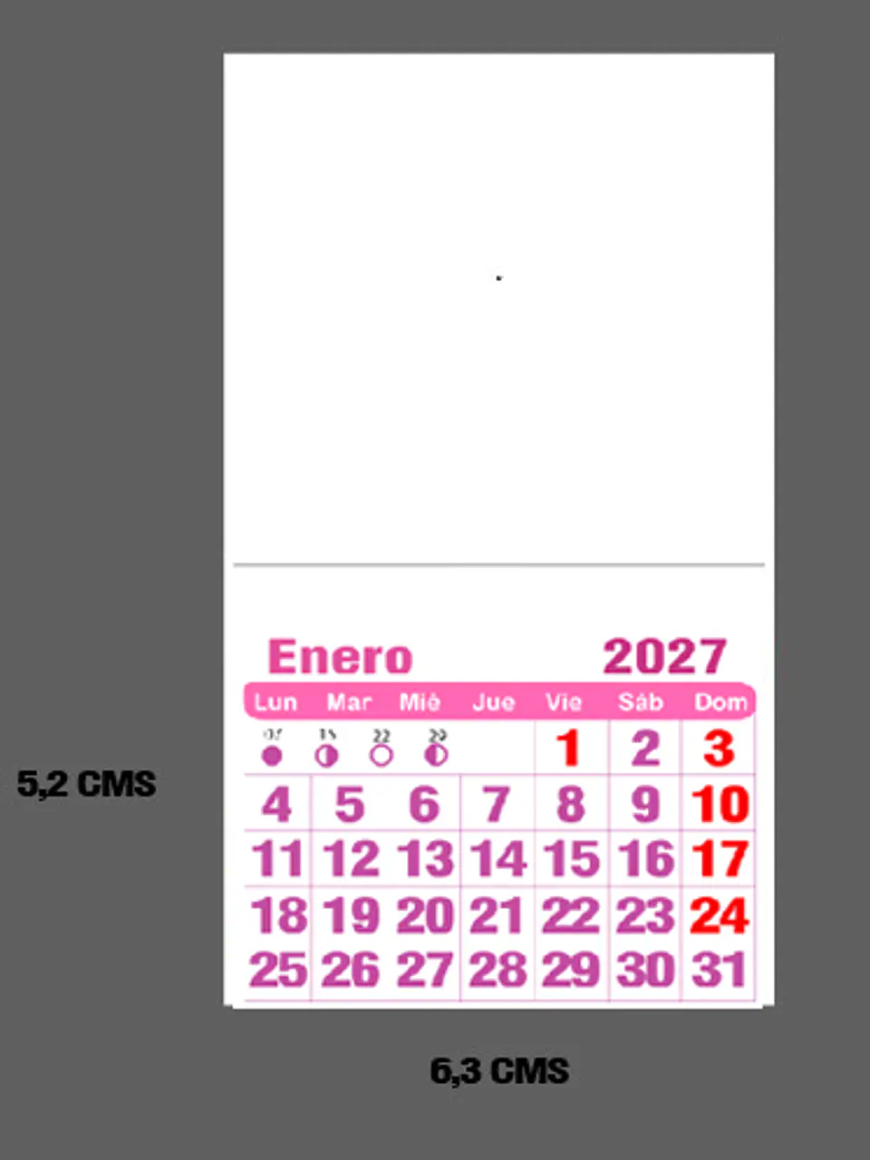Mini Calendario imprimible de 2027 TAMAÑO CARTA- ROSADO 2