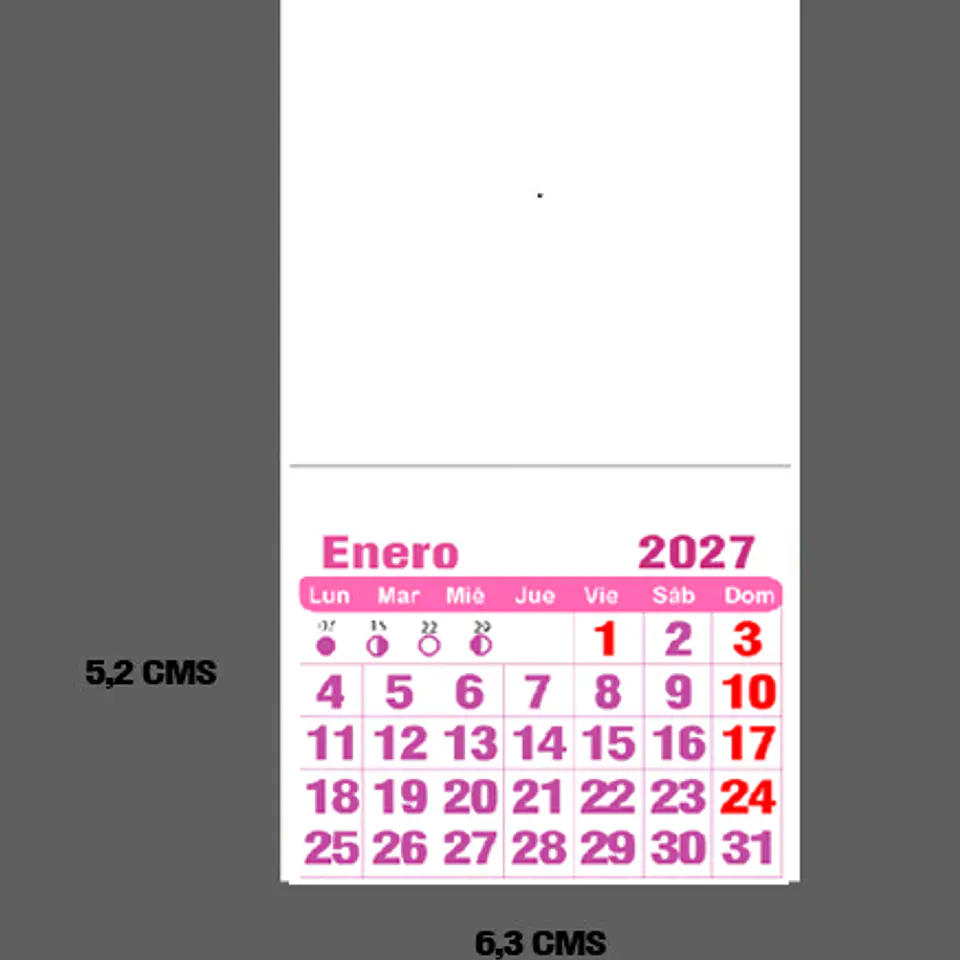 Mini Calendario imprimible de 2027 TAMAÑO CARTA- ROSADO 2