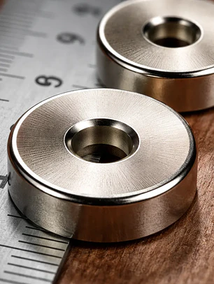 Imán Neodimio 25x10 mm Agujero 6mm Paquete 2 Unidades