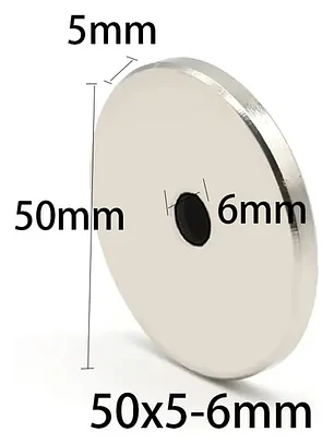 Iman Neodimio De 50x5 Mm Agujero De 6mm N52 Super Fuerte