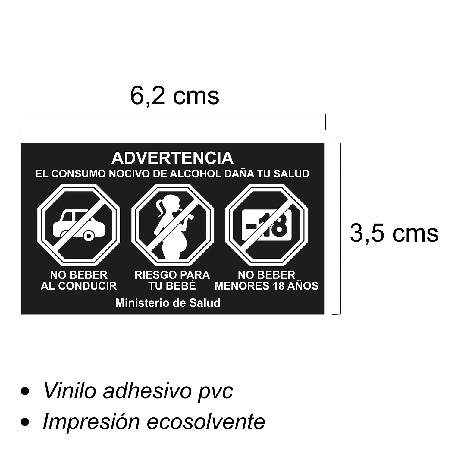 Adhesivo LEY DE ALCOHOLES CHILE 2