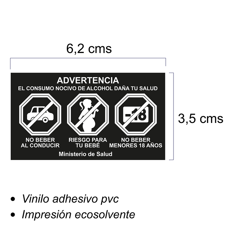 Adhesivo LEY DE ALCOHOLES CHILE 2