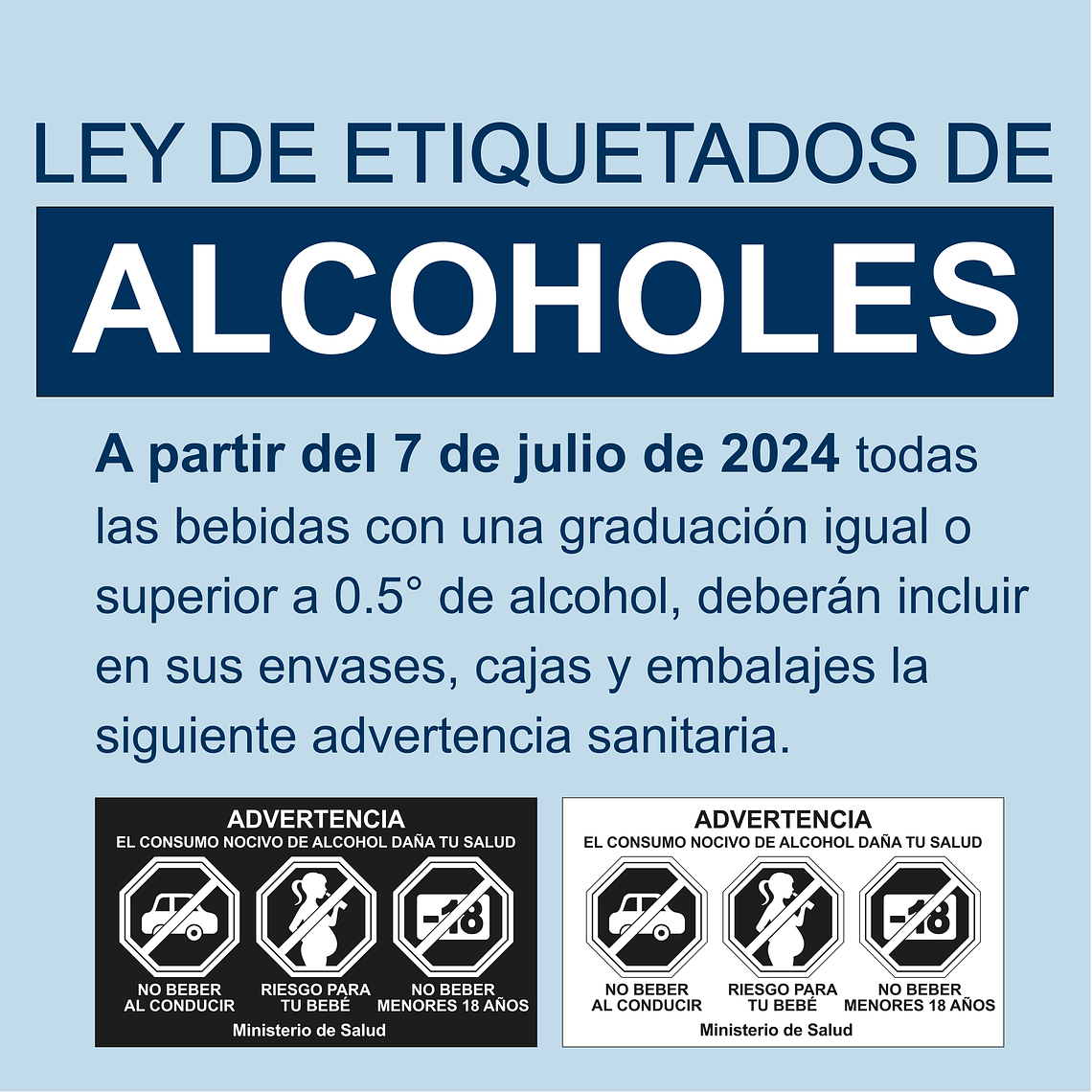 Adhesivo LEY DE ALCOHOLES CHILE 3