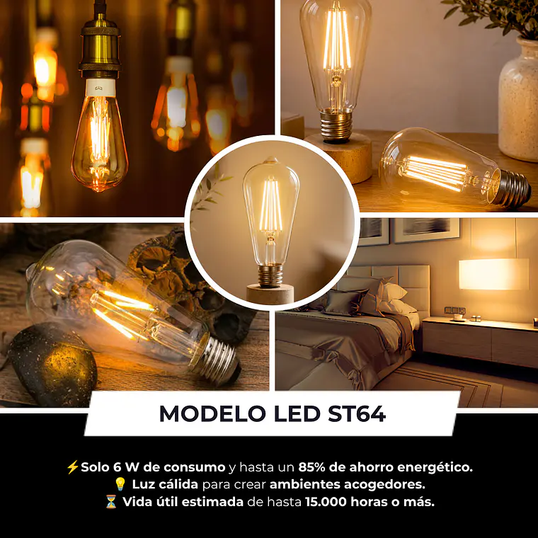 Ampolleta LED ST64 y G15 2