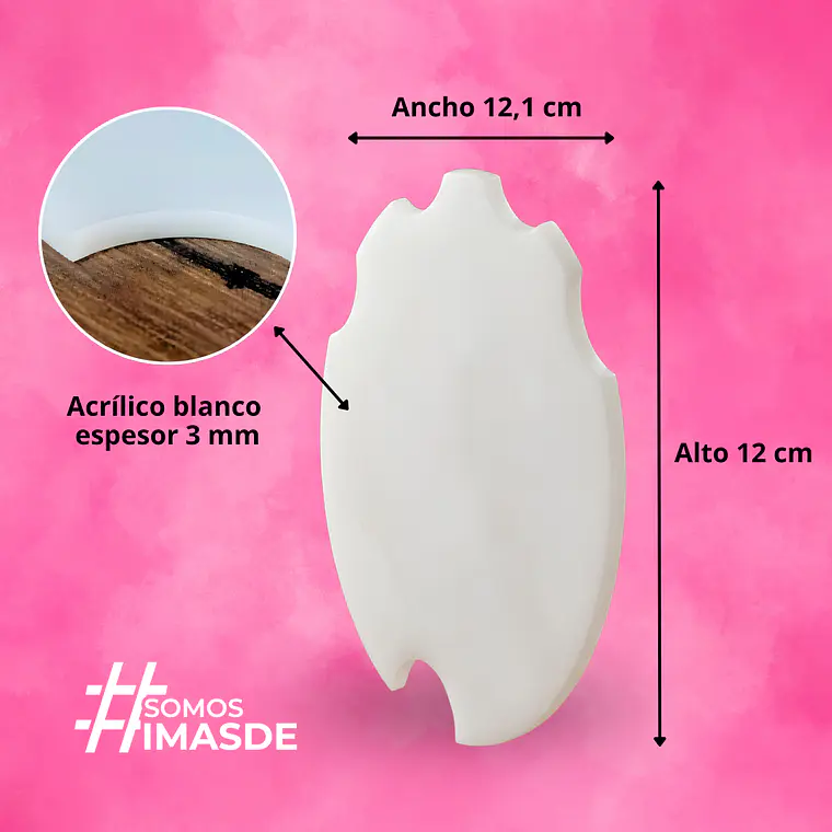 Posa uñas personalizado en acrílico blanco 3mm 3