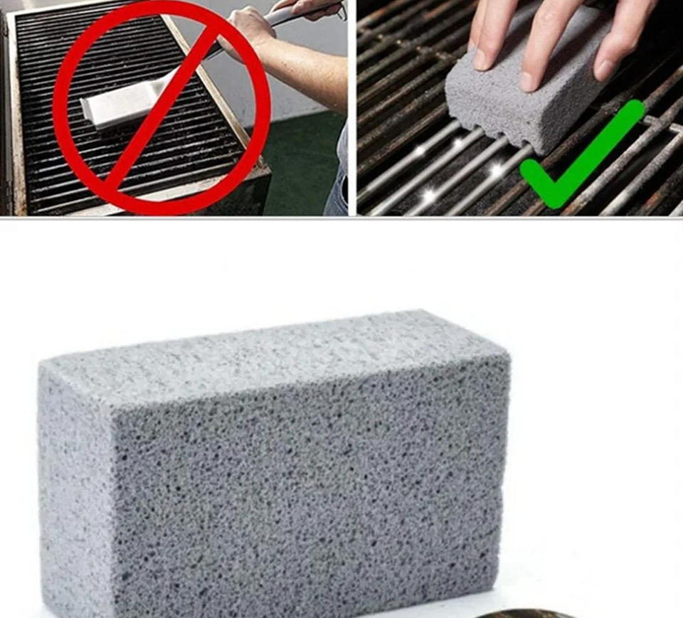 Limpiador De Planchas Y Parrillas Grill Brick Raspador Plateado 5