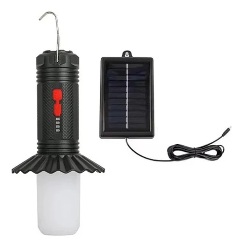 Lamparas Led Solar Colgante Linterna Cargador Celular C Negro