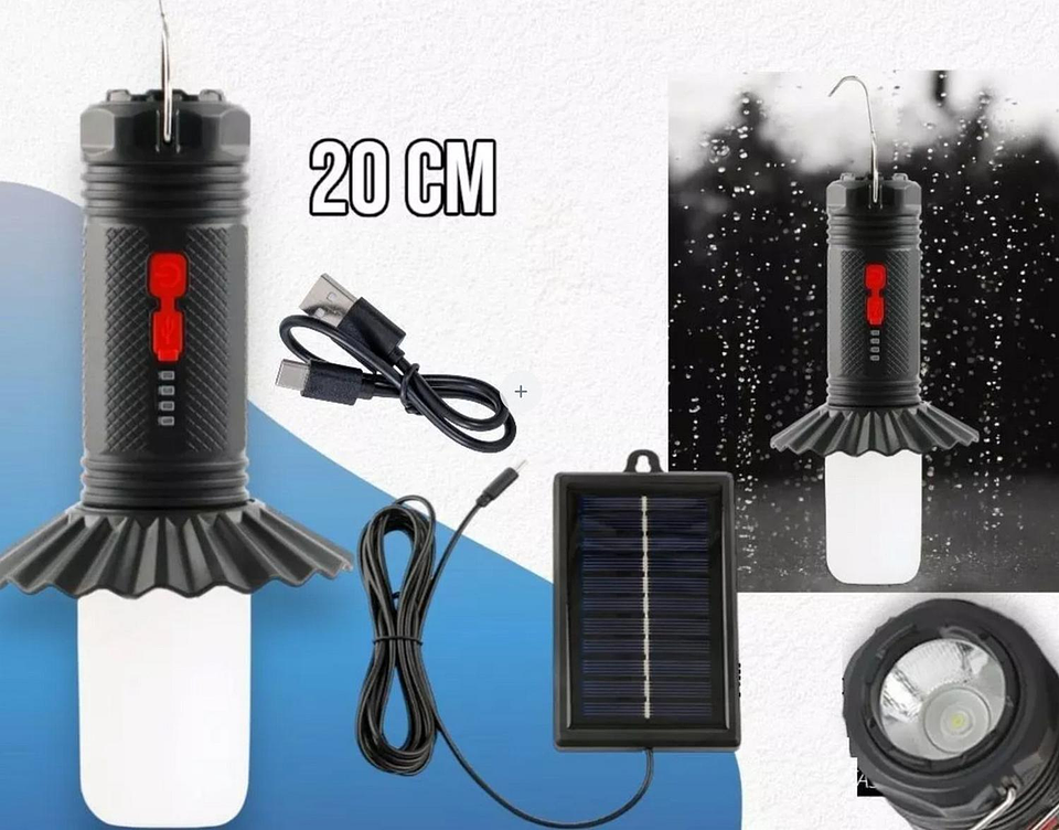 Lamparas Led Solar Colgante Linterna Cargador Celular C Negro 2