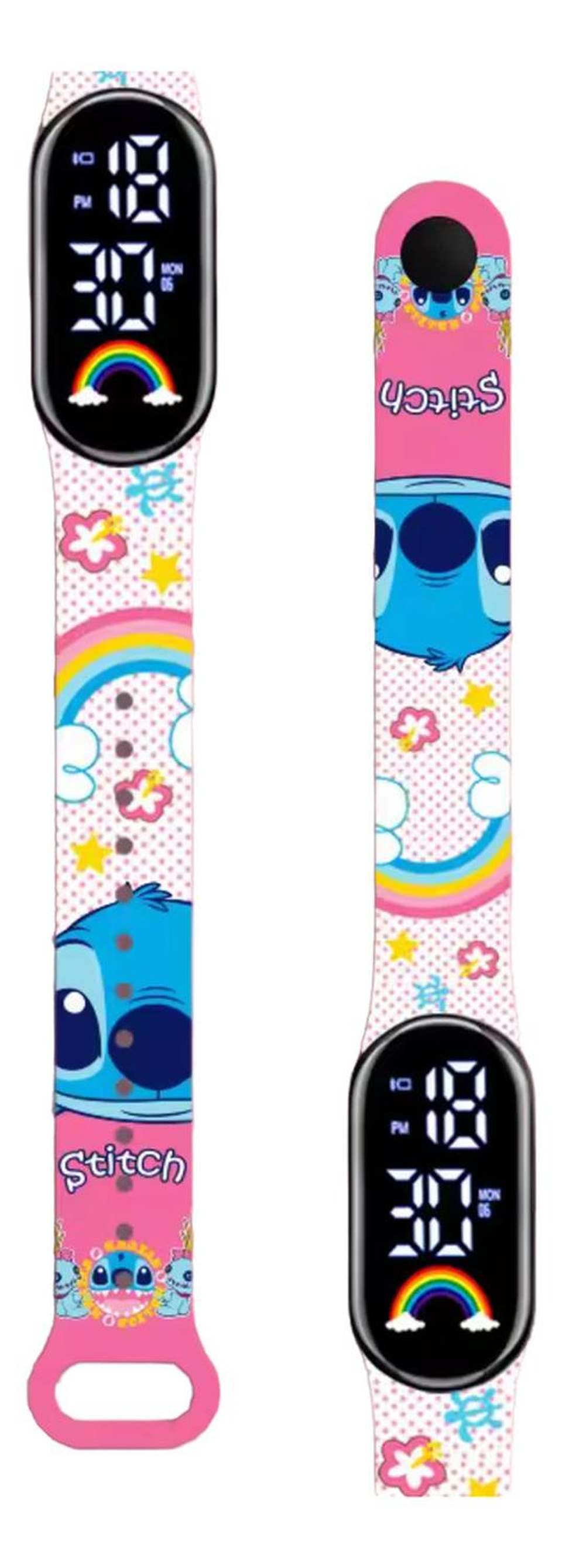 Reloj Digital Pulsera Con Diseño Estilo Stich Rosa Chicle Rosa Chicle Rosa Chicle 1