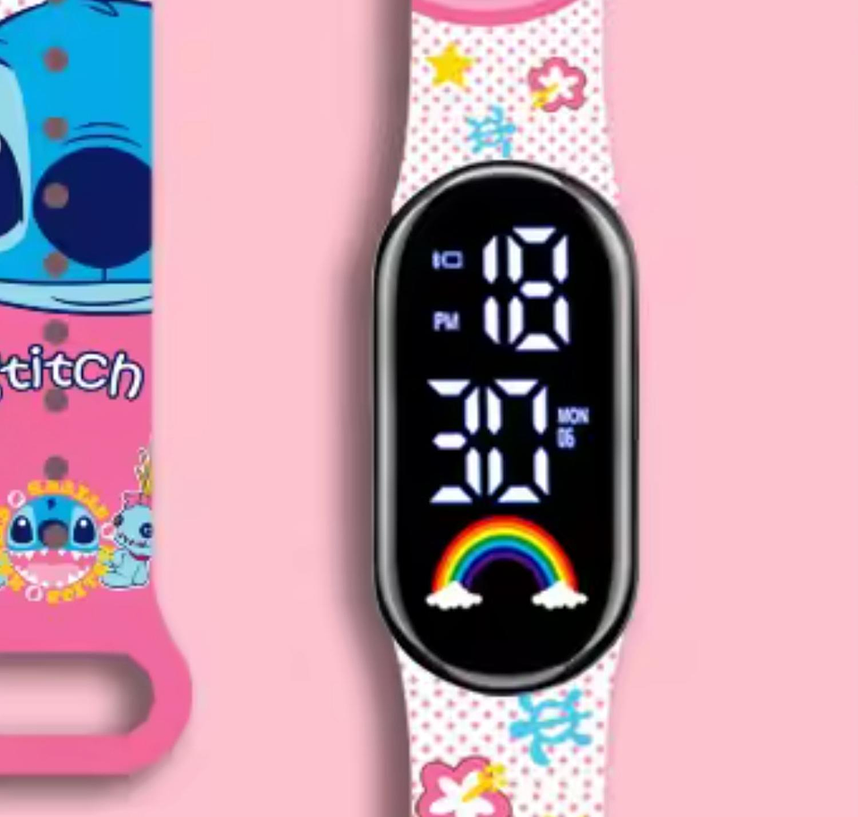 Reloj Digital Pulsera Con Diseño Estilo Stich Rosa Chicle Rosa Chicle Rosa Chicle 3
