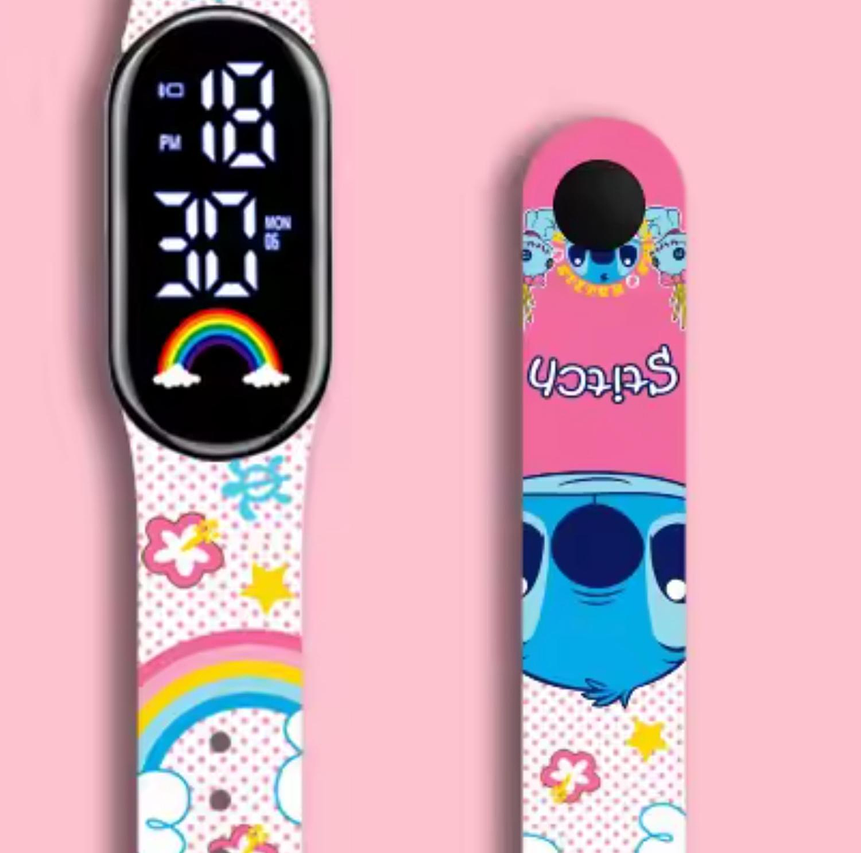 Reloj Digital Pulsera Con Diseño Estilo Stich Rosa Chicle Rosa Chicle Rosa Chicle 4