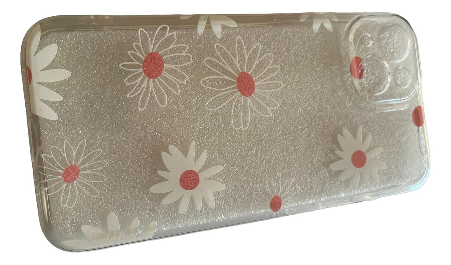 Carcasa Para iPhone Diseños Flores Floreado Blanco Transparente Floreado iPhone 13 - 14 -15 3