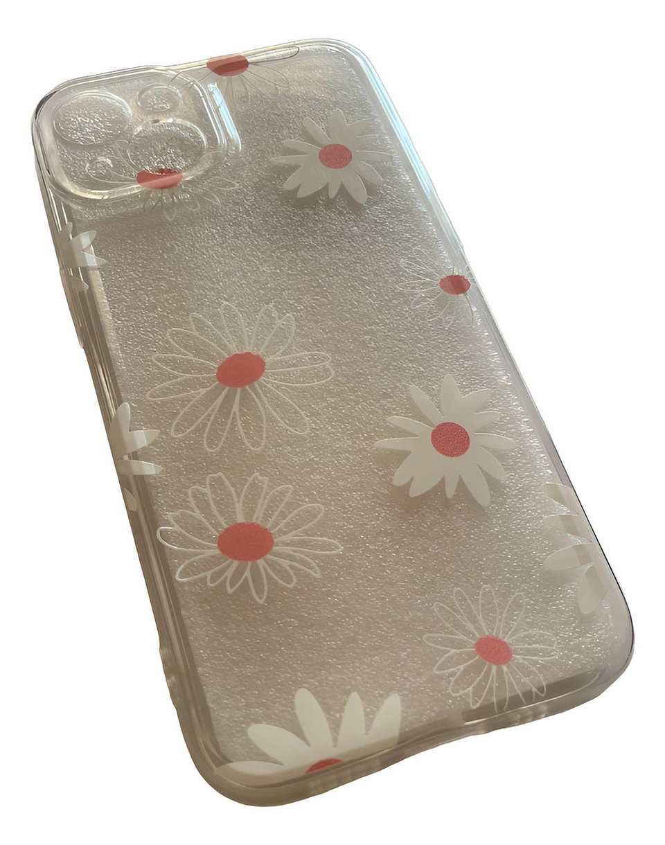 Carcasa Para iPhone Diseños Flores Floreado Blanco Transparente Floreado iPhone 13 - 14 -15 5