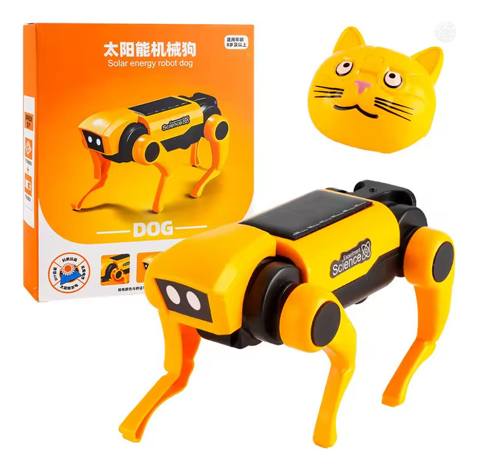 Juguete Solar Para Armar Niños Perro Y Gato Armable Gato Y Perro Amarillo 1