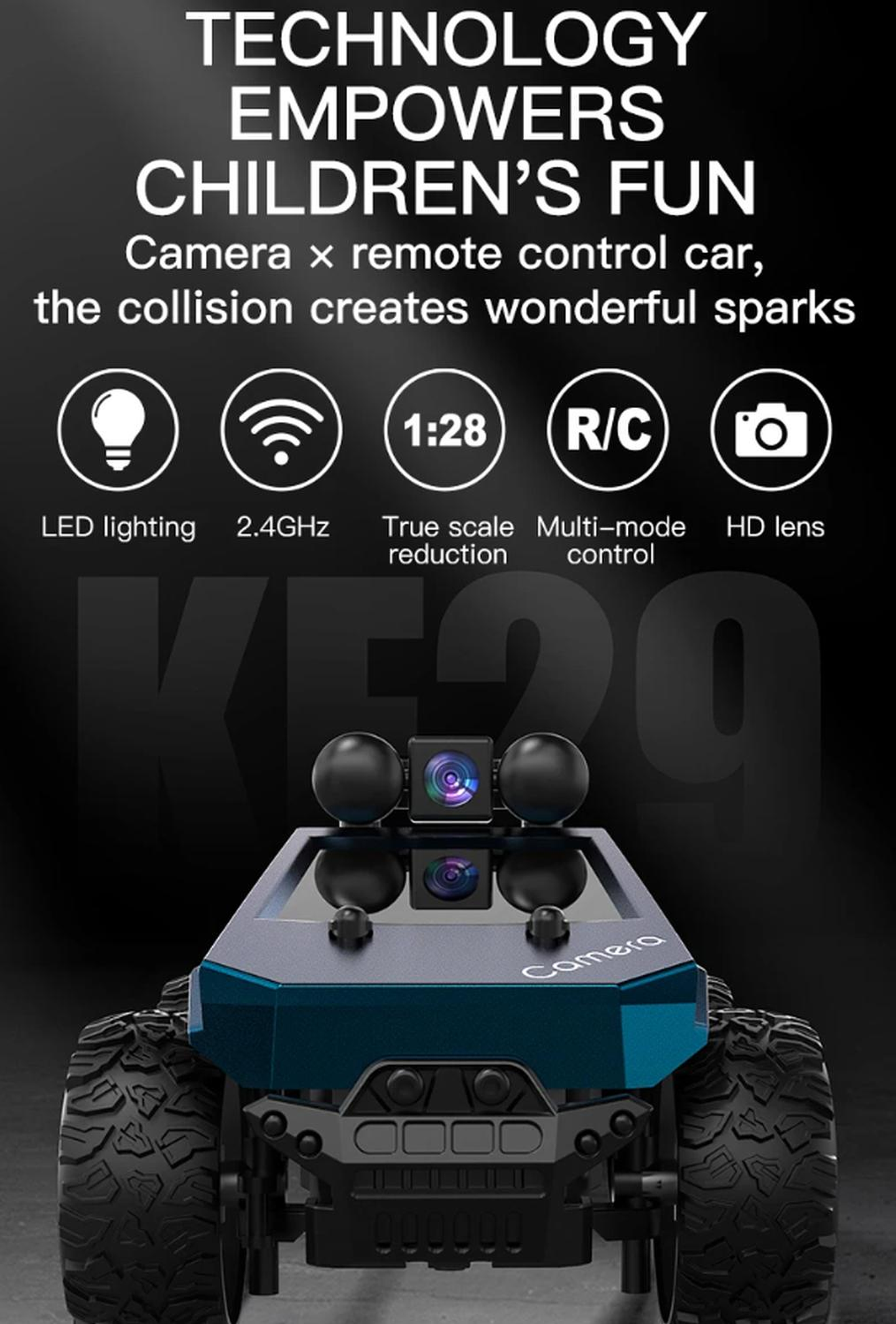 Auto Camioneta Control Remoto Con Camara Todo Terreno Rgb Negro Auto Con Camara 3