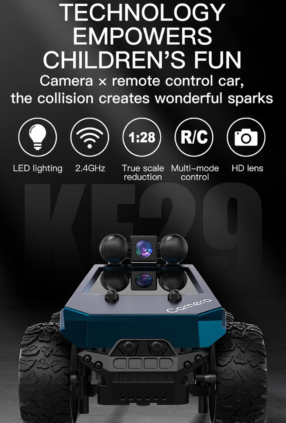 Auto Camioneta Control Remoto Con Camara Todo Terreno Rgb Negro Auto Con Camara 3