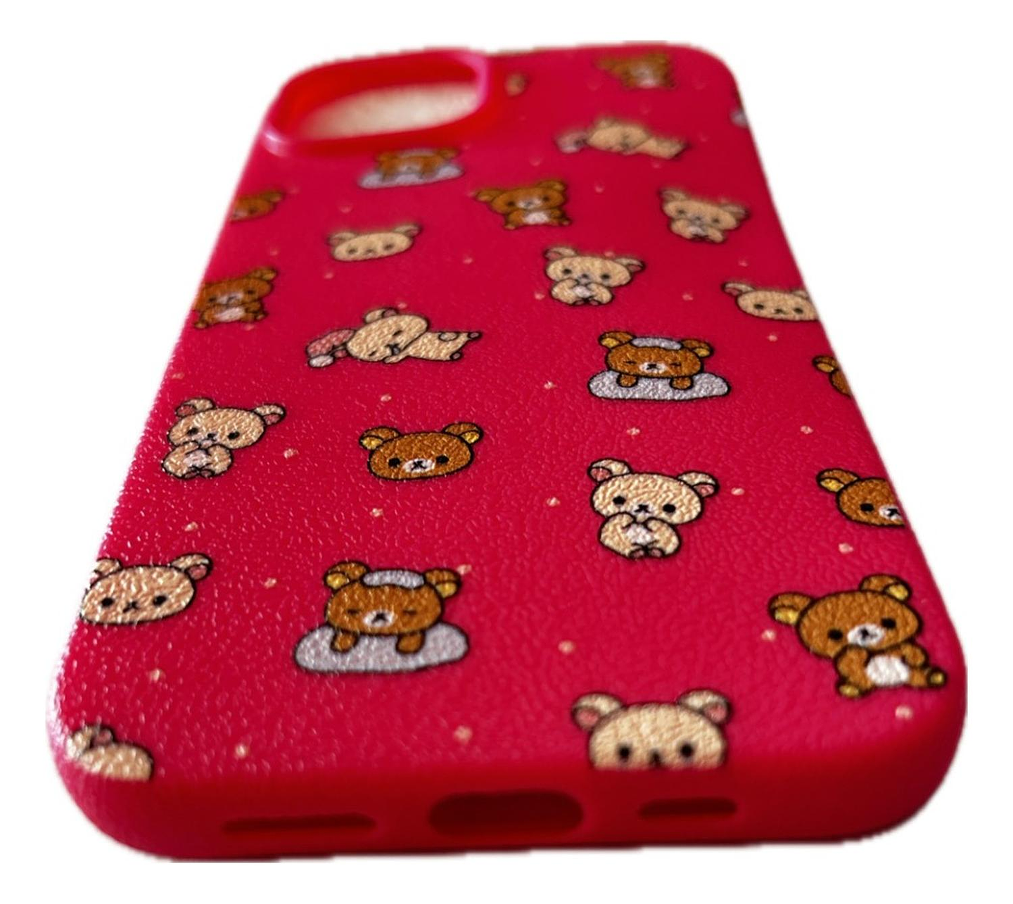 Carcasa Funda iPhone 13-14-15 Rosada Con Diseño Oso Rosa Chicle 2