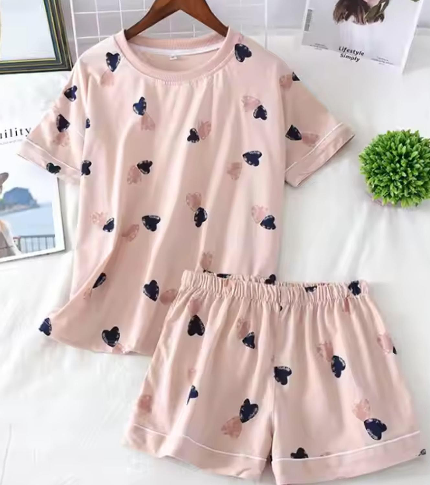 Pijama De Mujer Algodon Corazones Rosa Diseño Corazon L 2