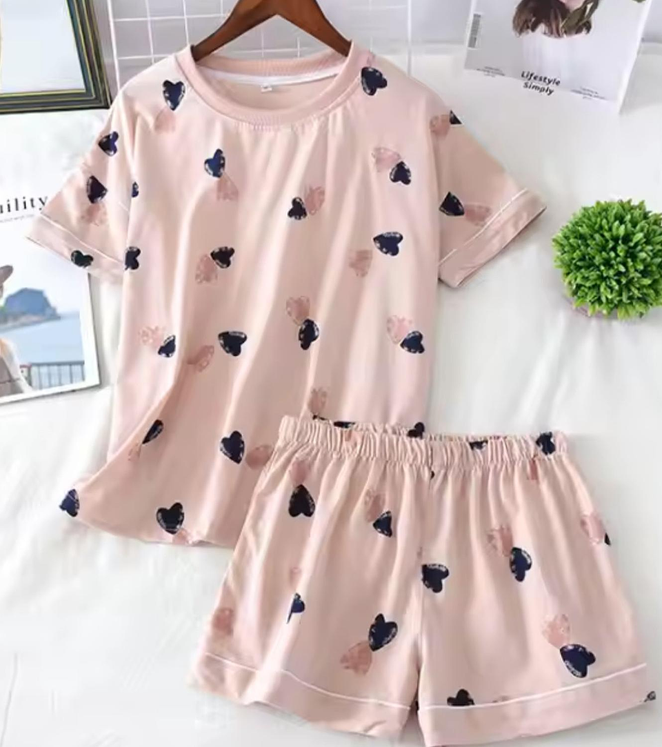 Pijama De Mujer Algodon Corazones Rosa Diseño Corazon L 2