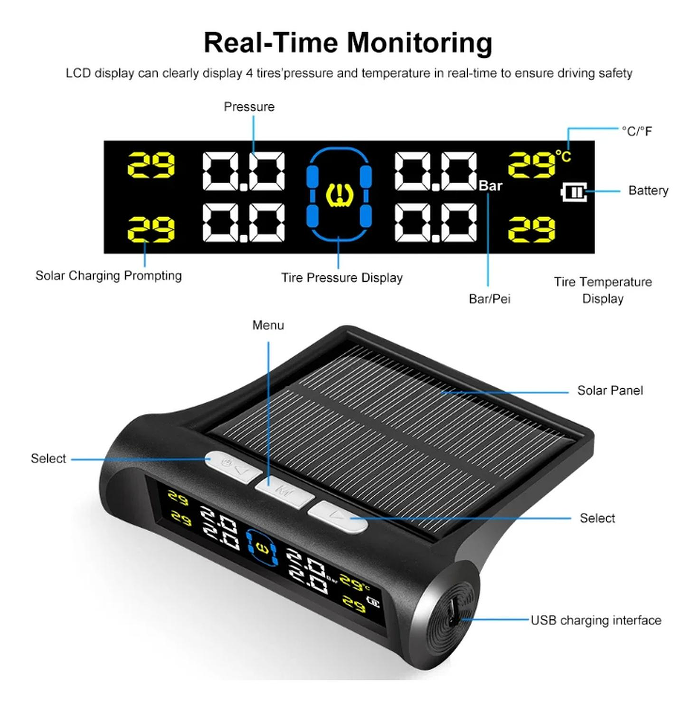 Sensor Sistema Monitoreo Medidor De Presión Neumáticos Tpms 6