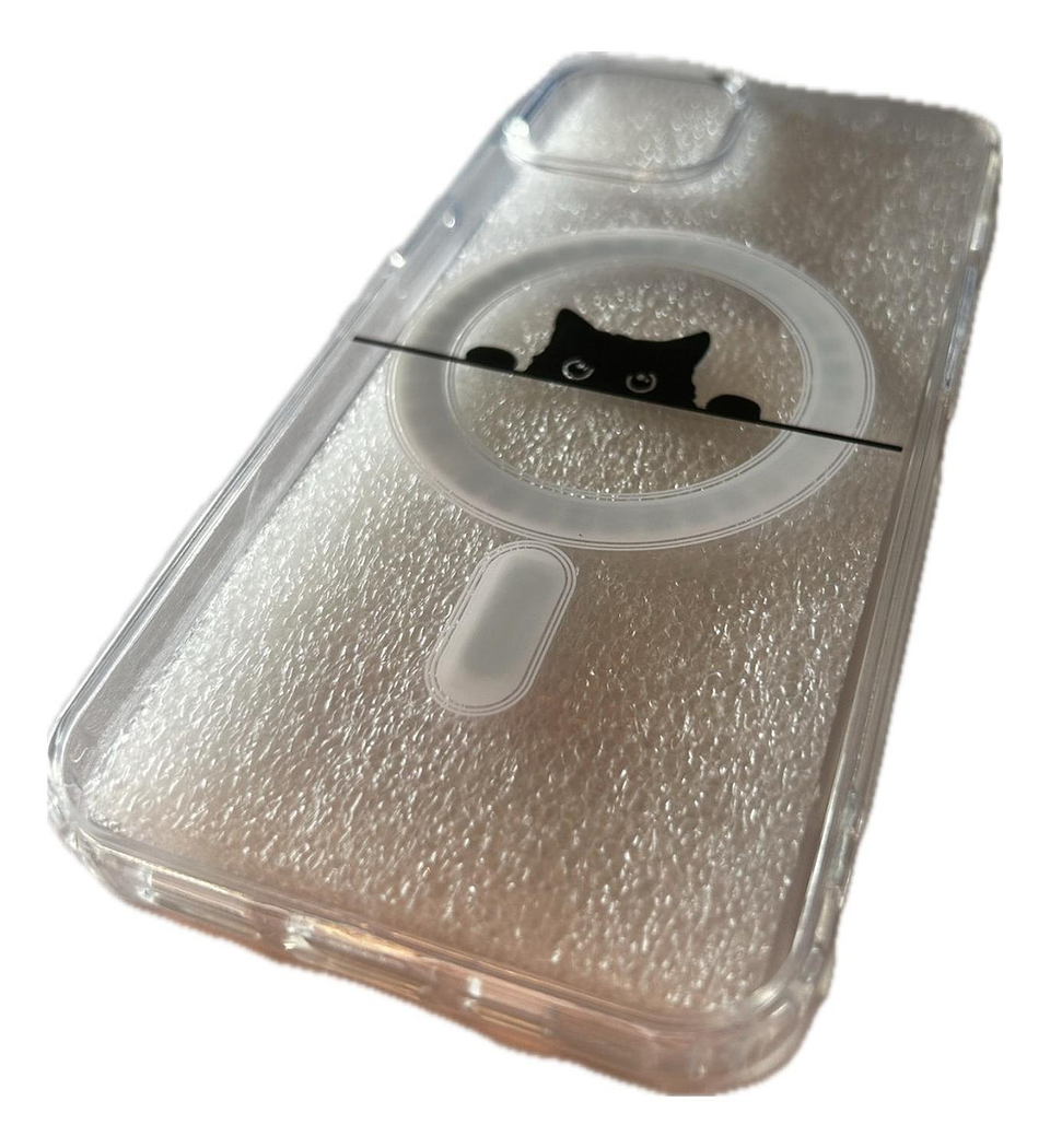 Carcasa Gatito Gato Asomado Para iPhone Modelo Unico Transparente iPhone 13 - 14 -. 15 2