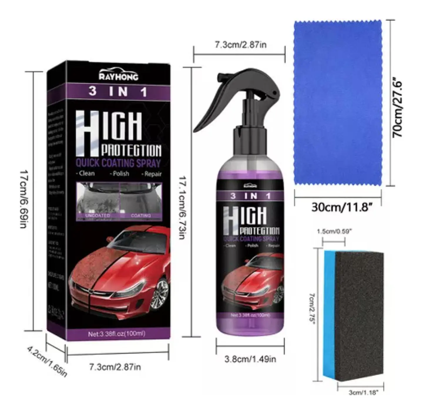 Spray De Revestimiento Cerámico Para Automóviles 3 En 1, 2 U 5