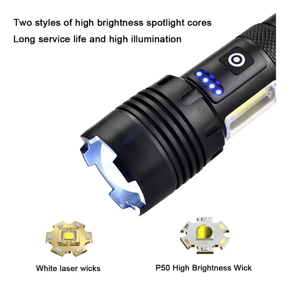 Linterna Led Tactica Recargable Zoom Alcance 6