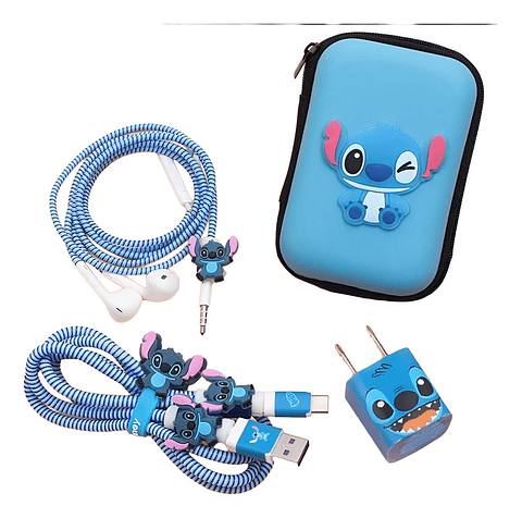 Estuche De Cargador Y Audifonos Skin Lilo Y Stich